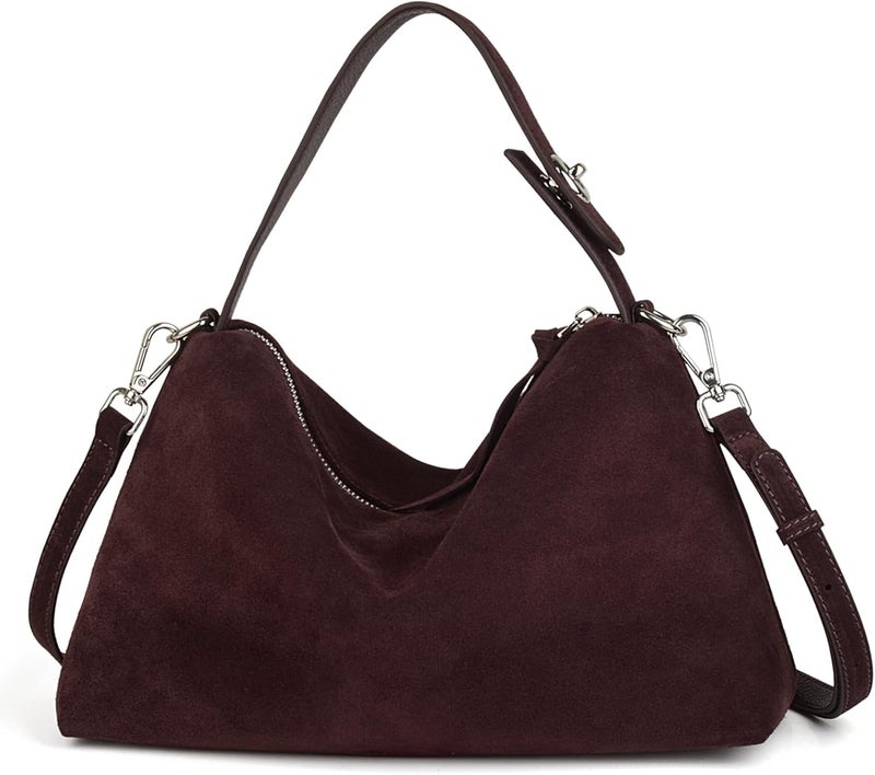 DONNAIN Premium Suede Leather Crossbody Bags for Women, Slouchy Suede Shoulder Bag with Adjustable Strap and Tote Handbag - Image 1
